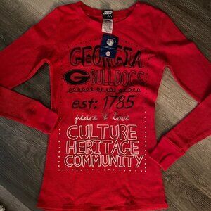 George Bulldog Red Thermal Shirt Womens Size Small